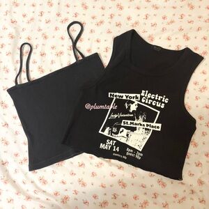 Brandy Melville Black Graphic Crop Tops